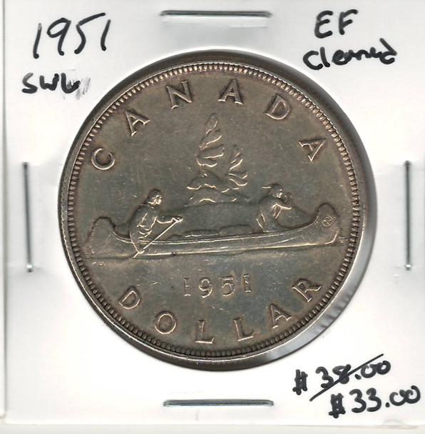 Canada: 1951 $1 Dollar SWL EF40 Cleaned