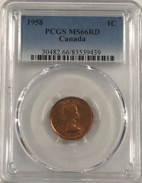 Canada: 1958 1 Cent PCGS MS66 Red