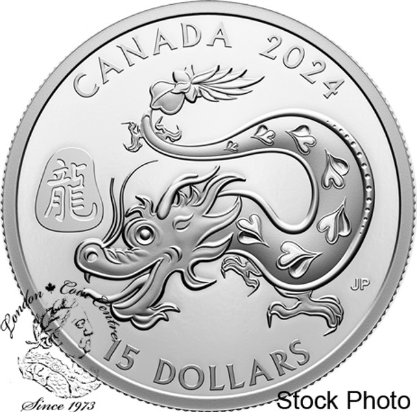 Canada: 2024 $15 Lunar Year of the Dragon 1 oz Pure Silver Coin