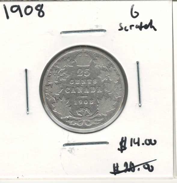 Canada: 1908 25 Cent G4 with Scratch