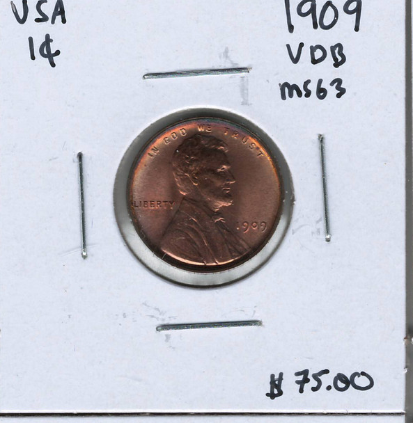United States: 1909 VDB 1 Cent MS63