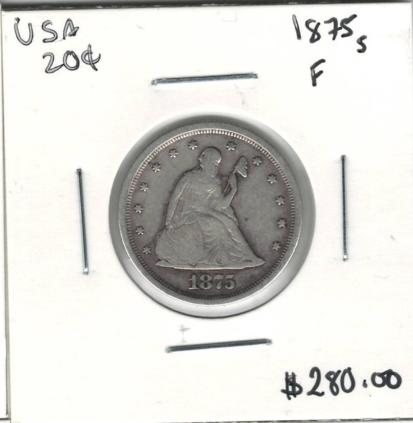 United States: 1875S 20 Cent F12