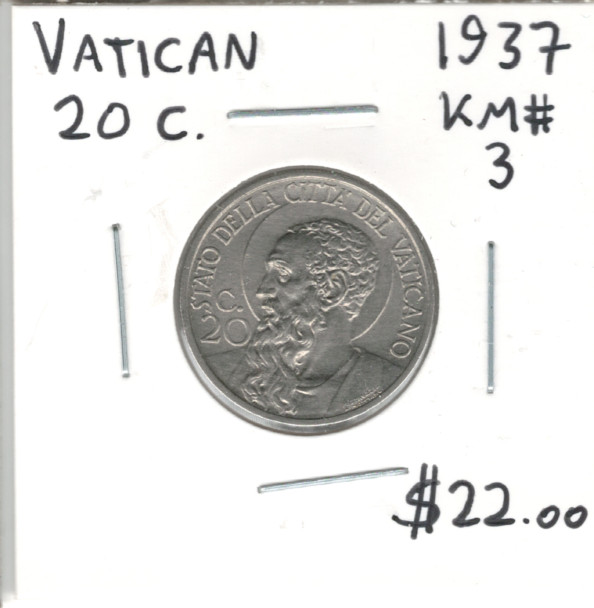 Vatican City: 1937 20 Cents