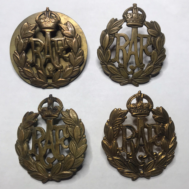 Great Britain: Royal Air Force Group of 4 WWII Cap Badges