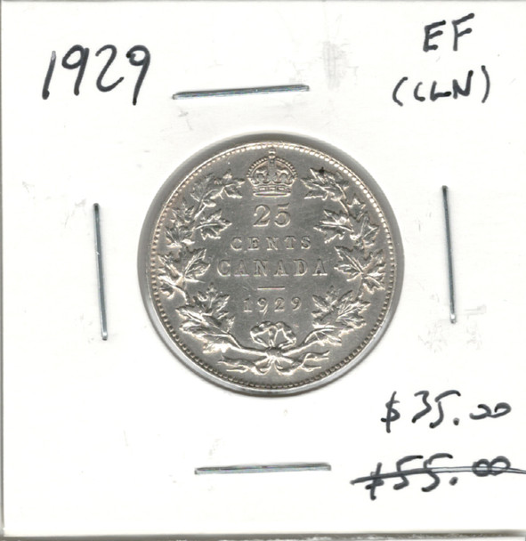 Canada: 1929 25 Cent EF40 Cleaned