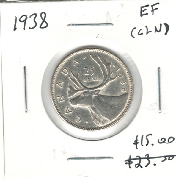 Canada: 1938 25 Cent EF40 Cleaned