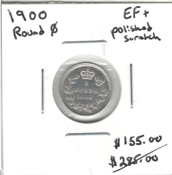 Canada: 1900 5 Cent Round 0 EF45 Polished with Scratch