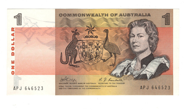 Australia:  1969 One  Dollar  Banknote