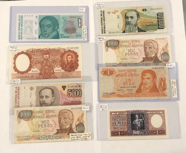 Argentina: Banknote Collection Lot (8 Pieces)