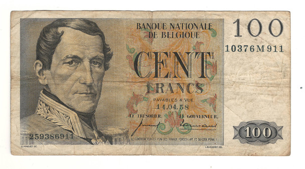 Belgium: 1958 100 Francs Banknote