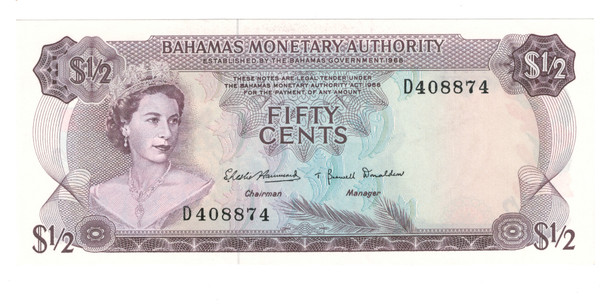 Bahamas: 1968 $1/2 Banknote