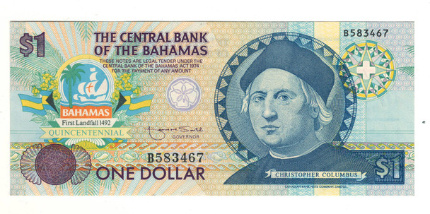 Bahamas: 1992 $1 Banknote