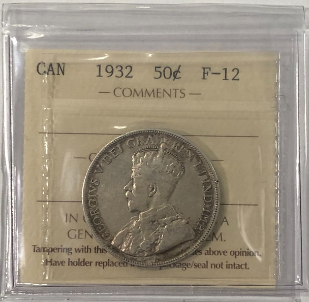 Canada: 1932 50 Cents ICCS F12
