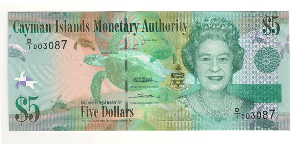 Cayman Islands: 2010 $5 Banknote P.39