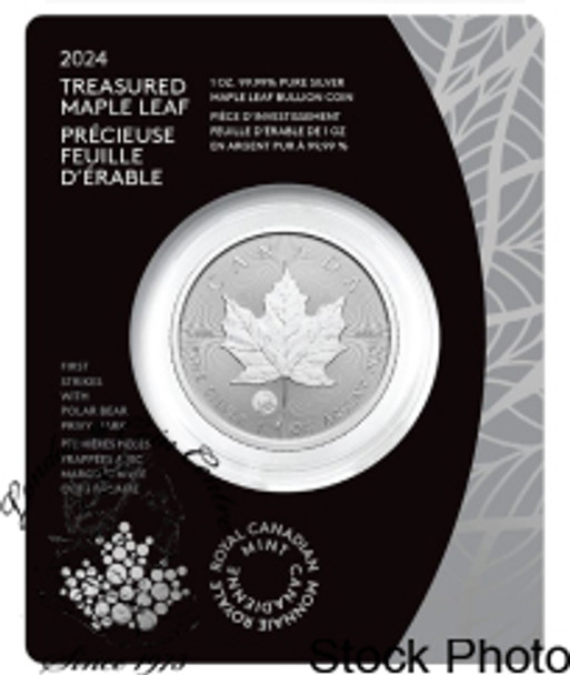 Canada: 2024 $5 Treasured Silver Maple First Strikes: Polar Bear Privy 1oz Pure Silver Coin