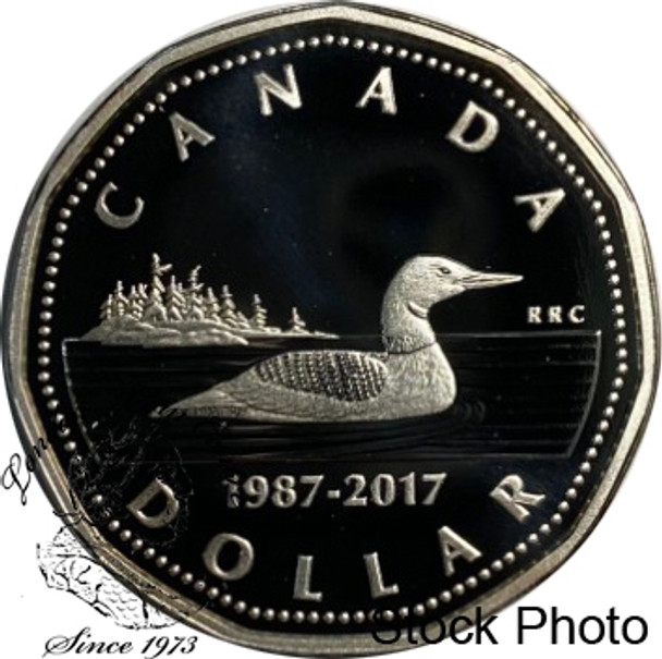 Canada: 1987 - 2017 30th Anniversary Loonie $1 Proof Pure Silver Coin