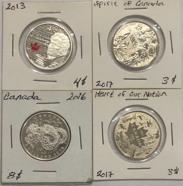 Canada: 2013 - 2017 Silver Coin Collection Lot (4 Pieces)