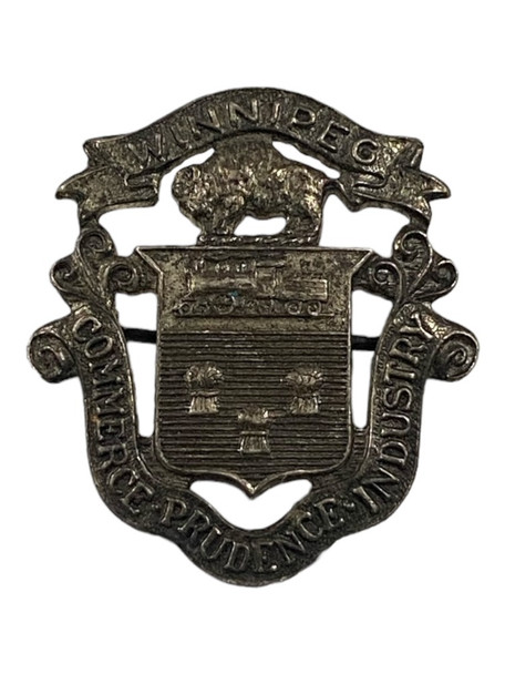 Canada: Winnipeg Coat of Arms Commerce Prudence industry Pin Back Badge