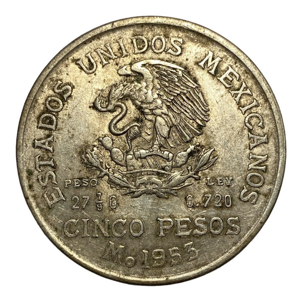 Mexico: 1953  Mo  5 Pesos