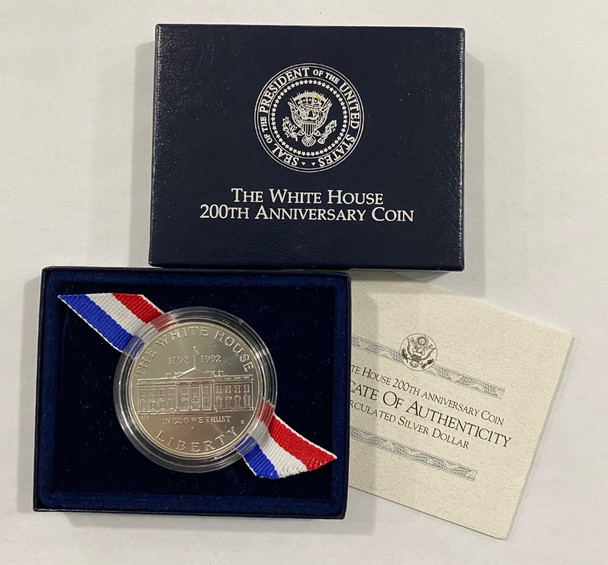 United States: 1992 $1 The White House 200th Anniversary Silver Dollar