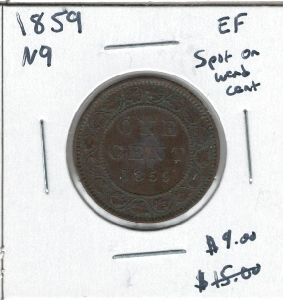 Canada: 1859 1 Cent N9 EF40 with Spot