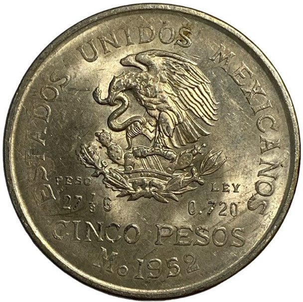 Mexico: 1952 Mo  5 Pesos