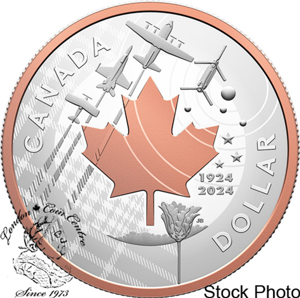 Canada: 2024 $1 100th Anniversary of the Royal Canadian Air Force Pure Silver Rose-Gold-Plated Proof Dollar