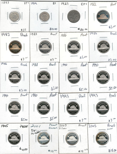 Canada: 1893 - 2005 5 Cent Nickel Coin Collection Bulk Lot Includes Silver (20 Pieces)  *See Photos*