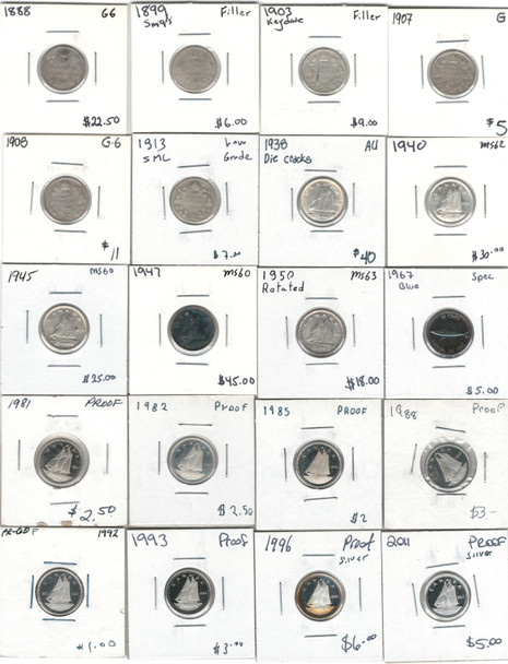 Canada: 1888 - 2011 10 Cent Dime Coin Collection Bulk Lot Includes Silver (20 Pieces)  *See Photos*