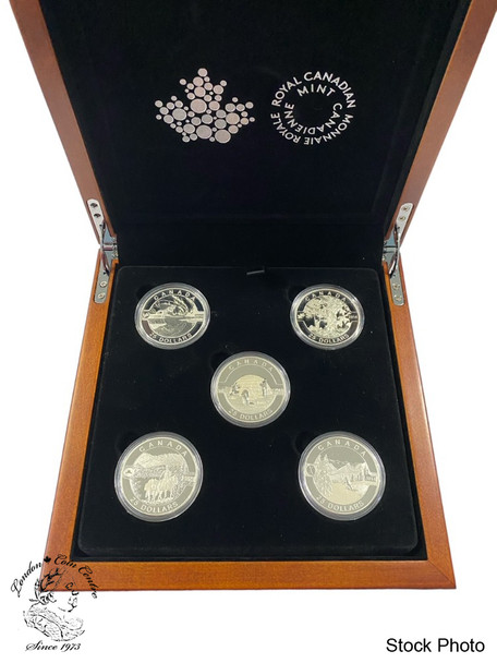 Canada: 2014 $25 O Canada Series Silver 5 Coin Set in Wooden Box Canada: 2014 $25 O Canada Series Silver 5 Coin Set in Wooden Box