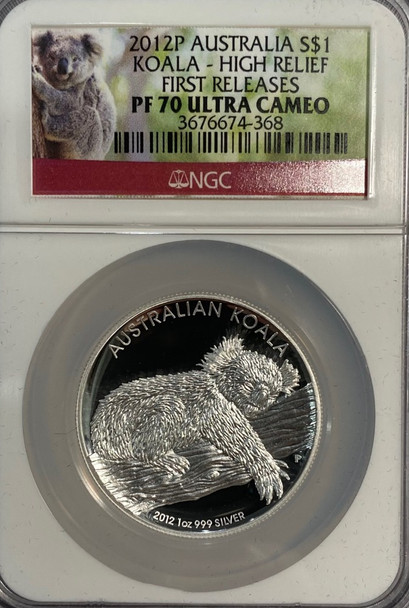 Australia: 2012P 1 Dollar Koala High Relief NGC PF70 Ultra Cameo