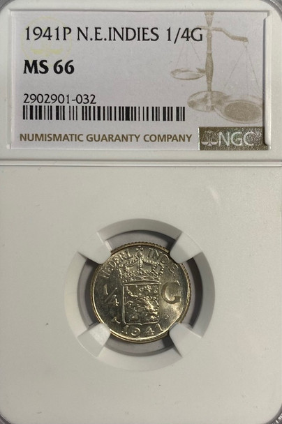 Netherlands East Indies: 1941P 1/4 Gulden NGC MS66