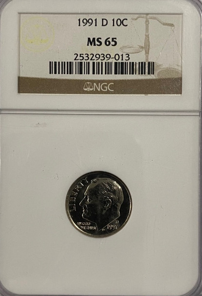 United States: 1991D 10 Cent NGC MS65