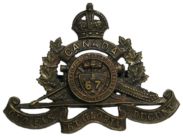 Canada: WWI CEF 67th Overseas Field Battery Cap Badge Toronto