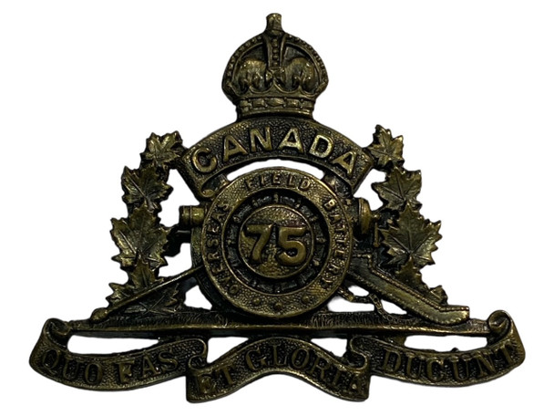 Canada: WWI CEF 75th Overseas Field Battery Collar Badge Kingston