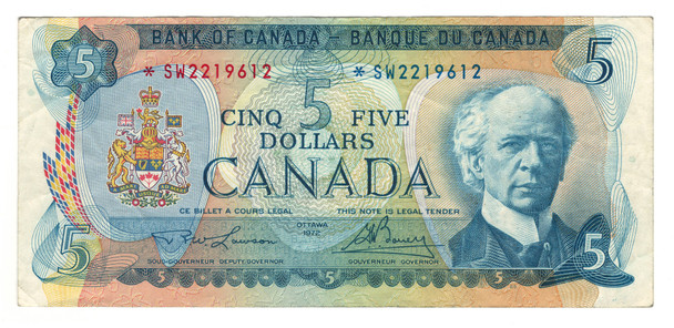 Canada: 1972 $5 Bank Of Canada Replacement Banknote BC-48bA