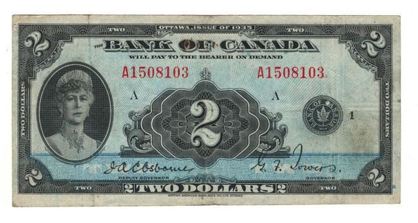 Canada: 1935 $2 Banknote -   Bank of Canada   English  BC-3