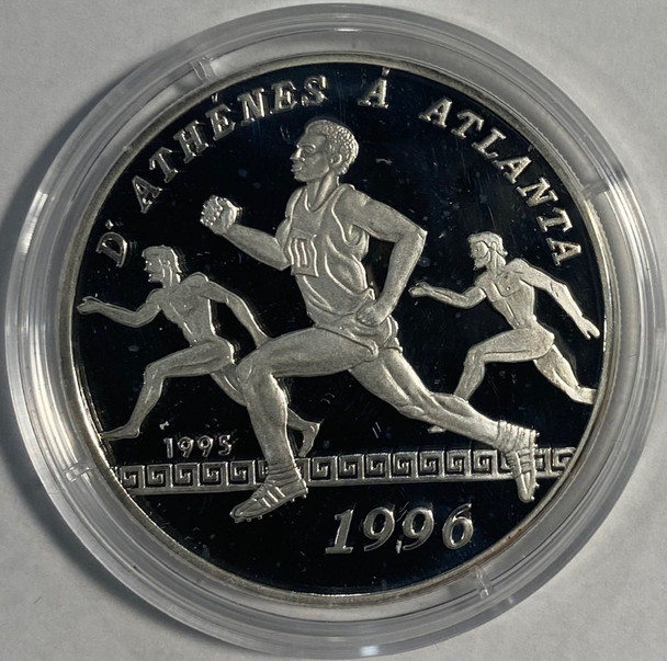 Benin: 1995 1000 Francs Olympics Running Silver Coin