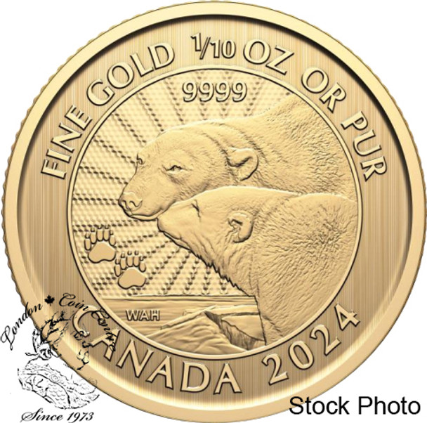Canada: 2024 $ First Strikes: The Majestic Polar Bears 1/10oz Pure Gold Coin