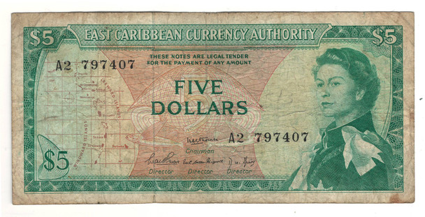 East Caribbean: 1965 5 Dollars P14a