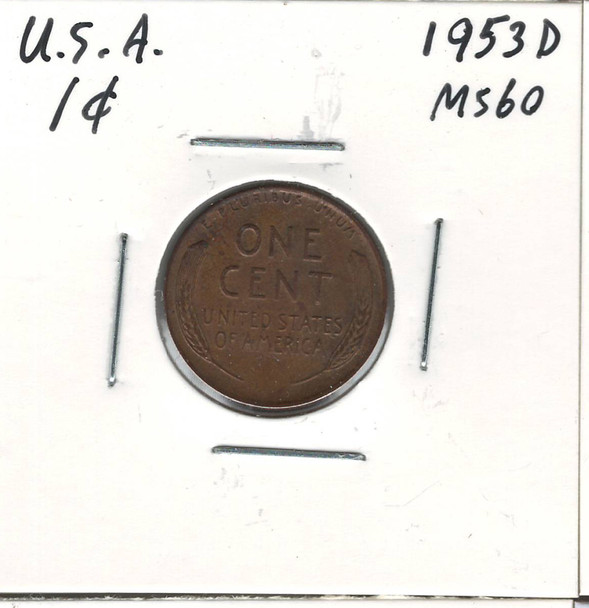 United States: 1953D 1 Cent MS60