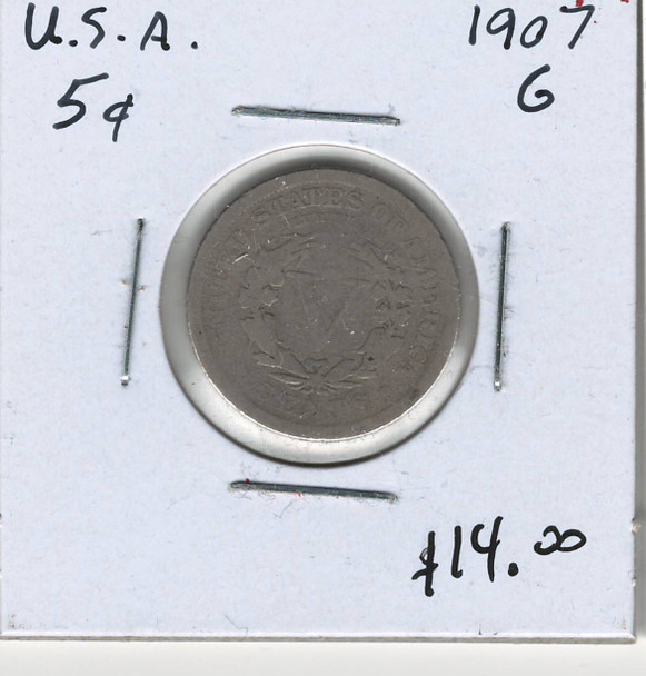 United States: 1907 5 Cent G4