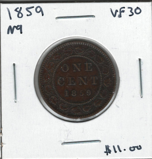 Canada: 1859 1 Cent Narrow 9 VF30