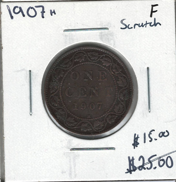 Canada: 1907H 1 Cent F12 with Scratch