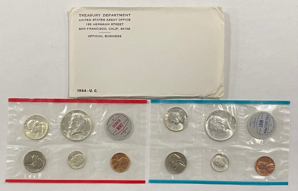 United States: 1964 Uncirculated Proof Coin Set Both Denver & Philadelphia *Toned*