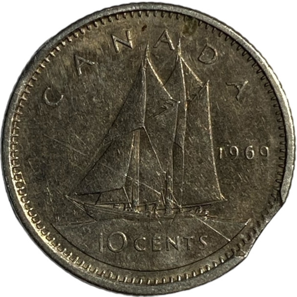 Canada: 1969 10 Cent Clipped Planchet