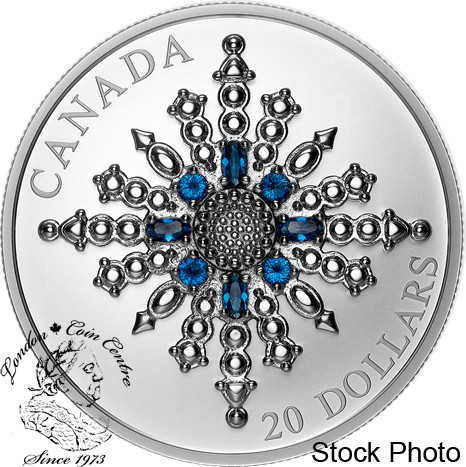 定価7万円 Carrs Sterling Silver 20x15cm 新品 Canada: 2024 $20 Sapphire Jubilee Snowflake Brooch Pure Silver