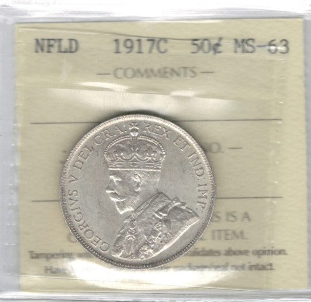 Canada: Newfoundland: 1917C 50 Cents ICCS MS63