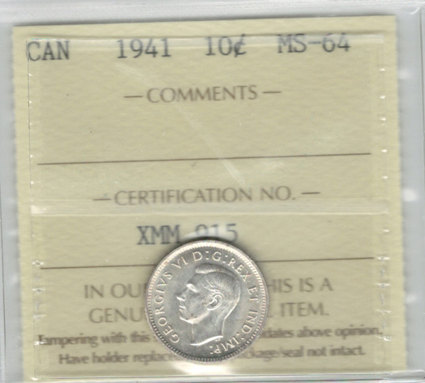 Canada: 1941 10 Cent ICCS MS64