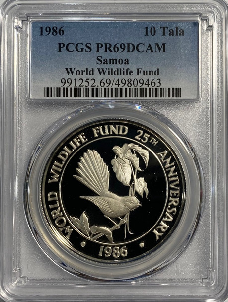 Samoa: 1986 10 Tala Fantail Bird WWF PCGS PR69DCAM